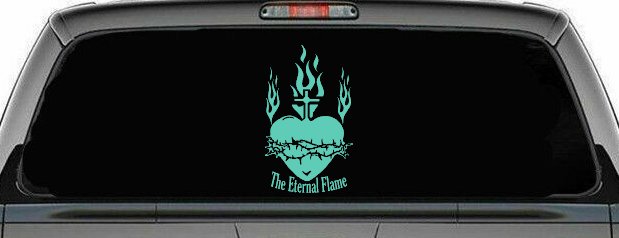 Sacred Heart The Eternal Flame Christian Car or Truck Window Decal Sticker