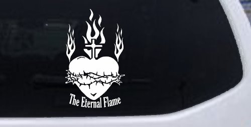 Sacred Heart The Eternal Flame Christian Car or Truck Window Decal Sticker