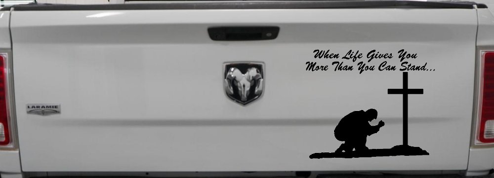 When LIfe Gives You More Than You Can Stand Kneel at The Cross Christian Car or Truck Window Decal Sticker