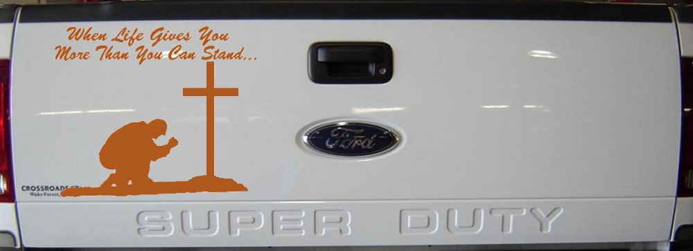 When LIfe Gives You More Than You Can Stand Kneel at The Cross Christian Car or Truck Window Decal Sticker (Nut Brown)