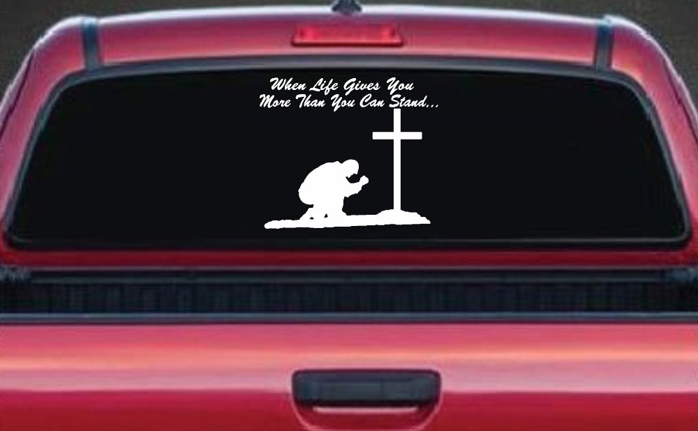 When LIfe Gives You More Than You Can Stand Kneel at The Cross Christian Car or Truck Window Decal Sticker
