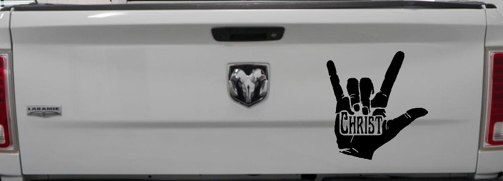 I Love Christ Hand Gesture Christian Car or Truck Window Decal Sticker (Black)