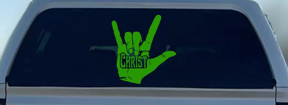 I Love Christ Hand Gesture Christian Car or Truck Window Decal Sticker (Lime)