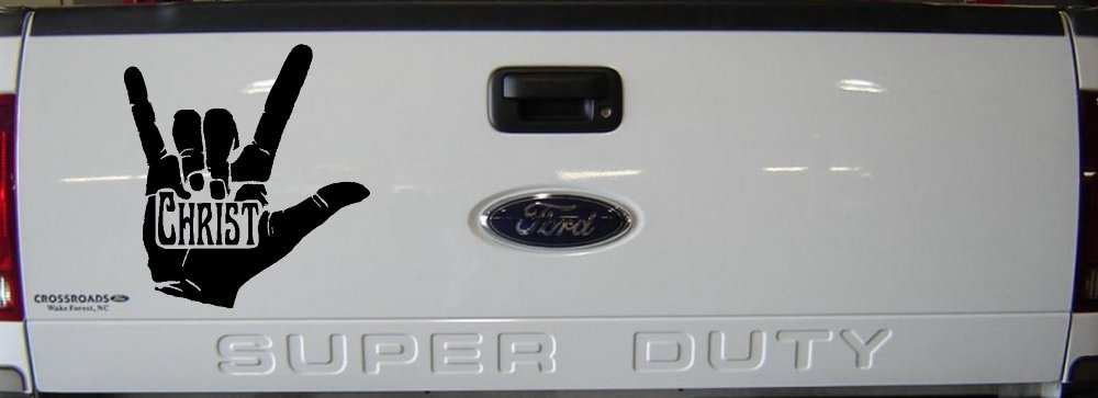 I Love Christ Hand Gesture Christian Car or Truck Window Vinyl Decal Sticker (Matte Black)