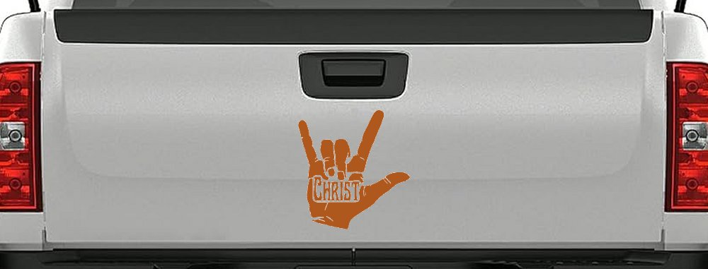I Love Christ Hand Gesture Christian Car or Truck Window Decal Sticker (Nut Brown)