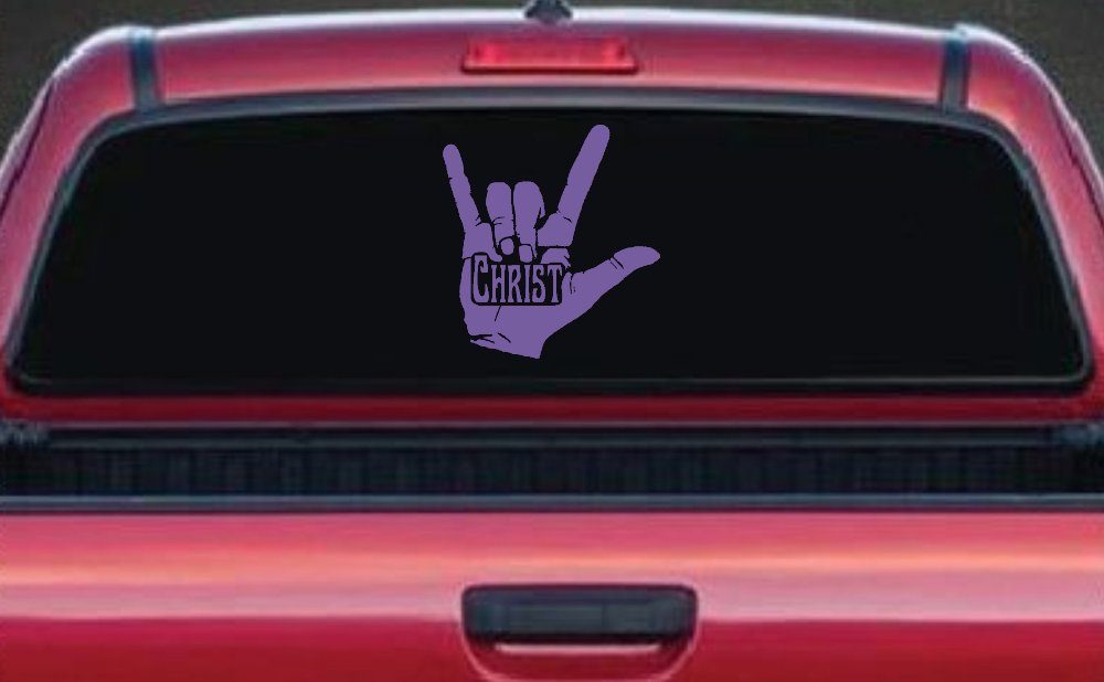 I Love Christ Hand Gesture Christian Car or Truck Window Decal Sticker (Purple)