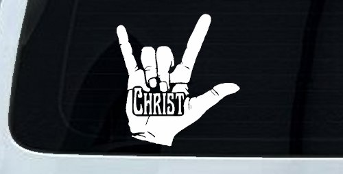 I Love Christ Hand Gesture Christian Car or Truck Window Vinyl Decal Sticker (White)