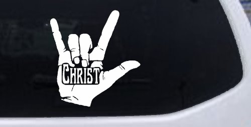 I Love Christ Hand Gesture Christian Car or Truck Window Decal Sticker (White)