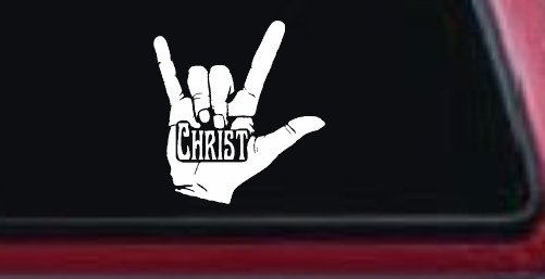 I Love Christ Hand Gesture Christian Car or Truck Window Vinyl Decal Sticker (White)