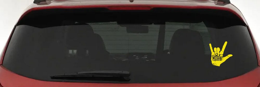 I Love Christ Hand Gesture Christian Car or Truck Window Decal Sticker (Yellow)