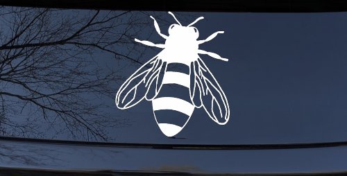 Honey Bee Car or Truck Window Vinyl Decal Sticker (White)