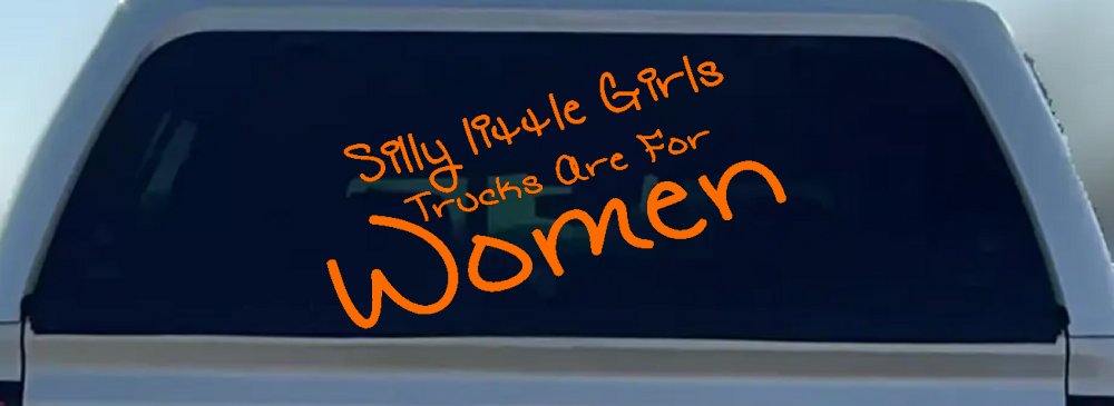 Silly Little Girls Trucks Are For Women Car or Truck Window Decal Sticker (Orange)