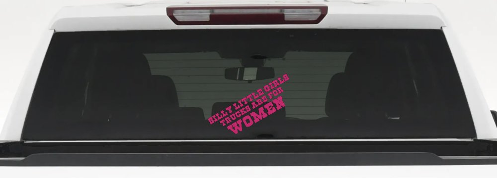 Silly Little Girls Trucks Are For Women Car or Truck Window Decal Sticker (Hot Pink)
