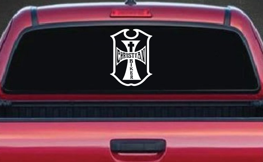 Christian Biker Cross Car or Truck Window Decal Sticker