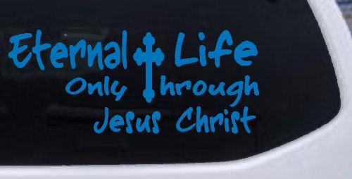 Eternal Life Only Through Jesus Christ Christian Car or Truck Window Vinyl Decal Sticker (Sky Blue)