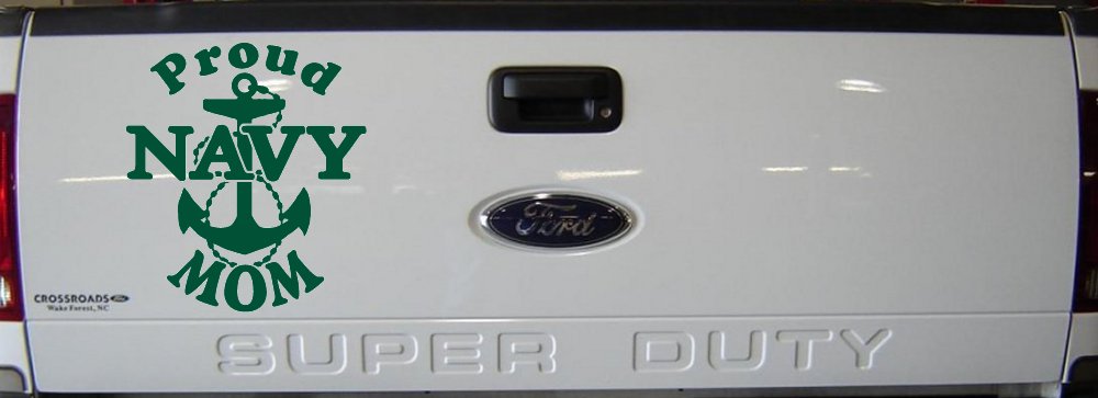 Proud Navy Mom Anchor Military Car or Truck Window Decal Sticker (Dark Green)