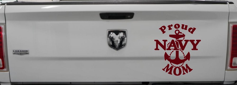 Proud Navy Mom Anchor Military Car or Truck Window Decal Sticker (Purple Red)