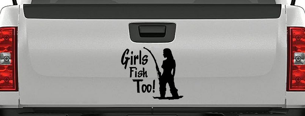 Girls Fish Too Fishing Car or Truck Window Decal Sticker