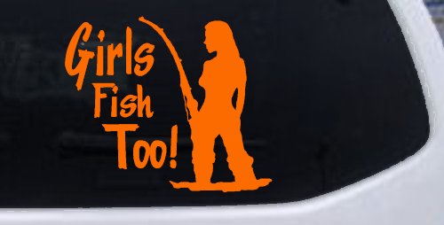 Girls Fish Too Fishing Car or Truck Window Decal Sticker