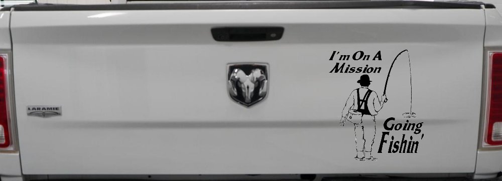 Im On A Mission Going Fishin Fishing Car or Truck Window Decal Sticker