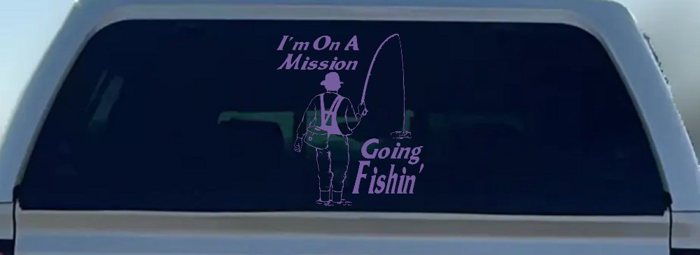 Im On A Mission Going Fishin Fishing Car or Truck Window Vinyl Decal Sticker (Purple)