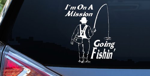 Im On A Mission Going Fishin Fishing Car or Truck Window Decal Sticker