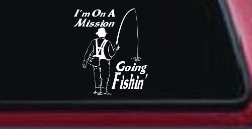Im On A Mission Going Fishin Fishing Car or Truck Window Decal Sticker