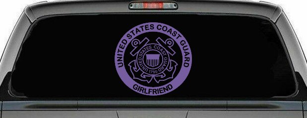 United States Coast Guard Girlfriend Military Car or Truck Window Vinyl Decal Sticker (Purple)