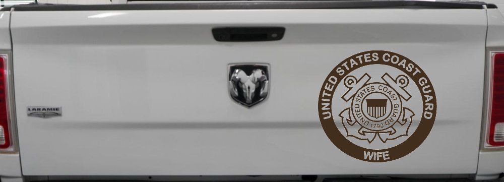 United States Coast Guard Wife Military Car or Truck Window Decal Sticker (Brown)