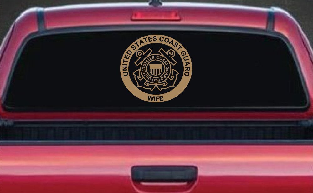 United States Coast Guard Wife Military Car or Truck Window Decal Sticker (Light Brown)