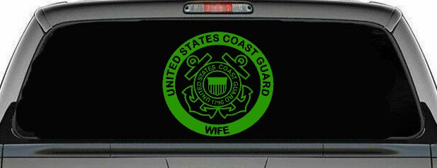 United States Coast Guard Wife Military Car or Truck Window Vinyl Decal Sticker (Lime)