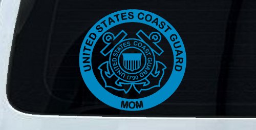 United States Coast Guard Mom Military Car or Truck Window Decal Sticker (Blue)