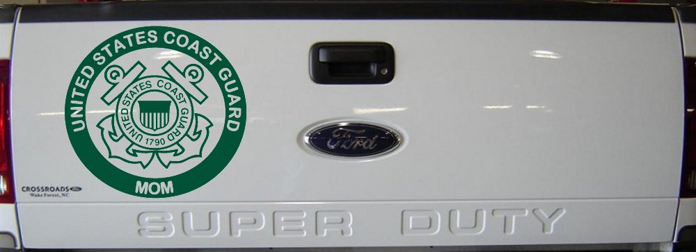 United States Coast Guard Mom Military Car or Truck Window Decal Sticker (Dark Green)