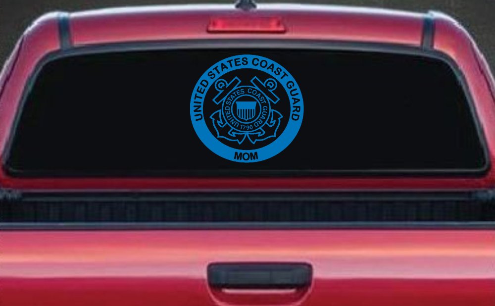 United States Coast Guard Mom Military Car or Truck Window Decal Sticker (Sky Blue)