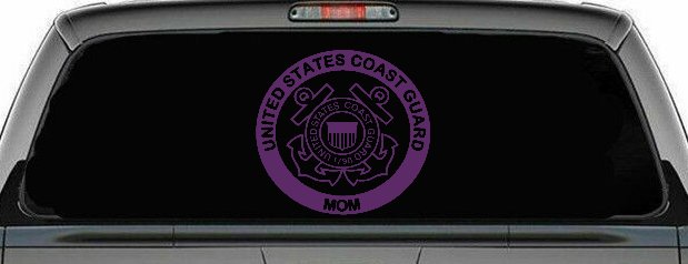 United States Coast Guard Mom Military Car or Truck Window Decal Sticker (Violet)