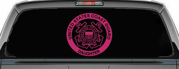 United States Coast Guard Daughter Military Car or Truck Window Decal Sticker (Hot Pink)