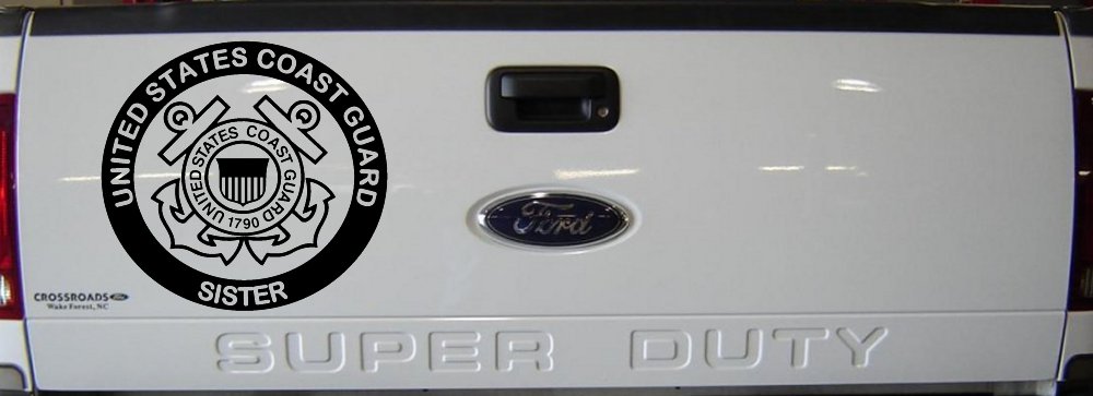 United States Coast Guard Sister Military Car or Truck Window Vinyl Decal Sticker (Black)