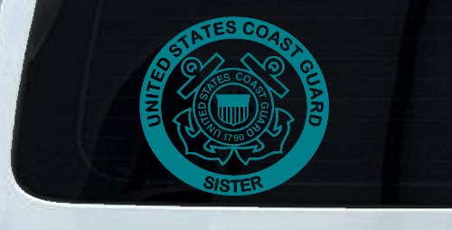 United States Coast Guard Sister Military Car or Truck Window Decal Sticker (Turquoise Blue)