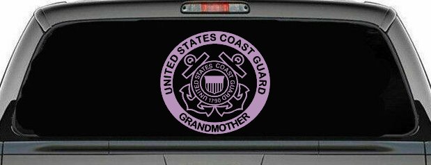 United States Coast Guard Grandmother Military Car or Truck Window Decal Sticker (Lilac)