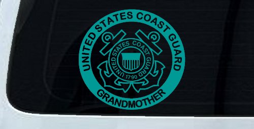 United States Coast Guard Grandmother Military Car or Truck Window Decal Sticker (Turquoise)