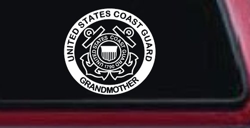 United States Coast Guard Grandmother Military Car or Truck Window Decal Sticker (White)