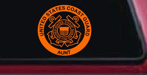 United States Coast Guard Aunt Military Car or Truck Window Decal Sticker (Orange)