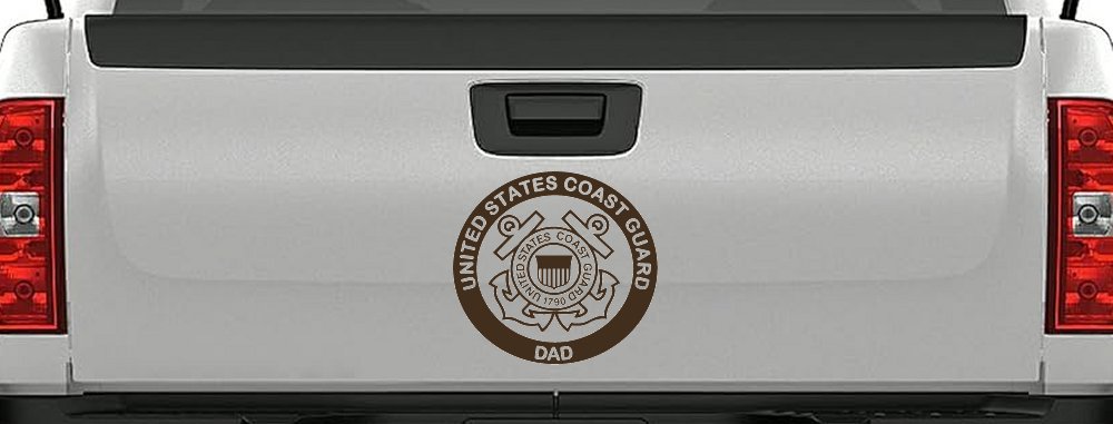 United States Coast Guard Dad Military Car or Truck Window Vinyl Decal Sticker (Brown)
