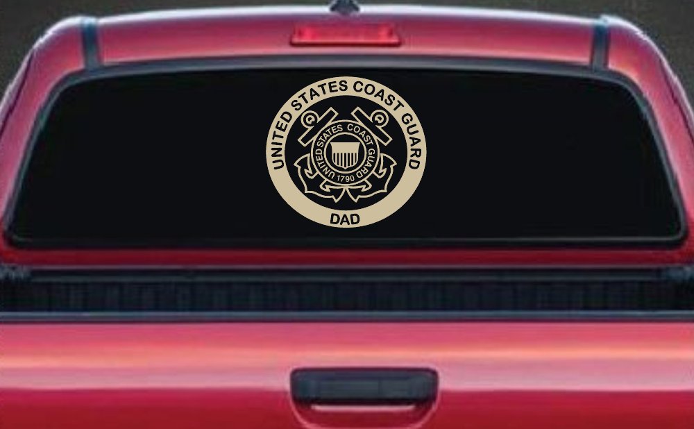 United States Coast Guard Dad Military Car or Truck Window Decal Sticker (Desert Sand)