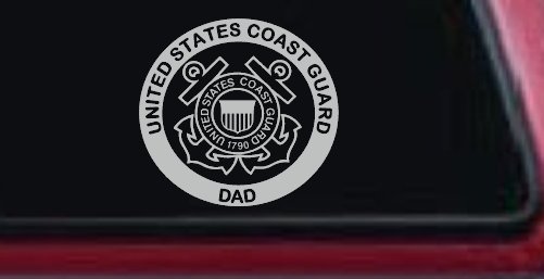 United States Coast Guard Dad Military Car or Truck Window Decal Sticker (Light Gray)
