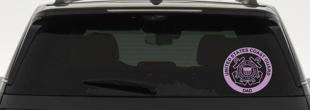 United States Coast Guard Dad Military Car or Truck Window Decal Sticker (Lilac)