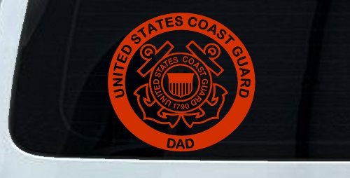 United States Coast Guard Dad Military Car or Truck Window Vinyl Decal Sticker (Orange Red)