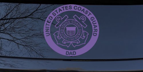 United States Coast Guard Dad Military Car or Truck Window Vinyl Decal Sticker (Purple)