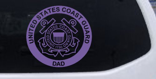 United States Coast Guard Dad Military Car or Truck Window Decal Sticker (Purple)