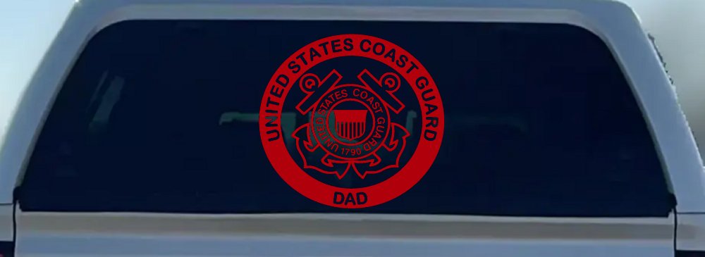 United States Coast Guard Dad Military Car or Truck Window Decal Sticker (Red)